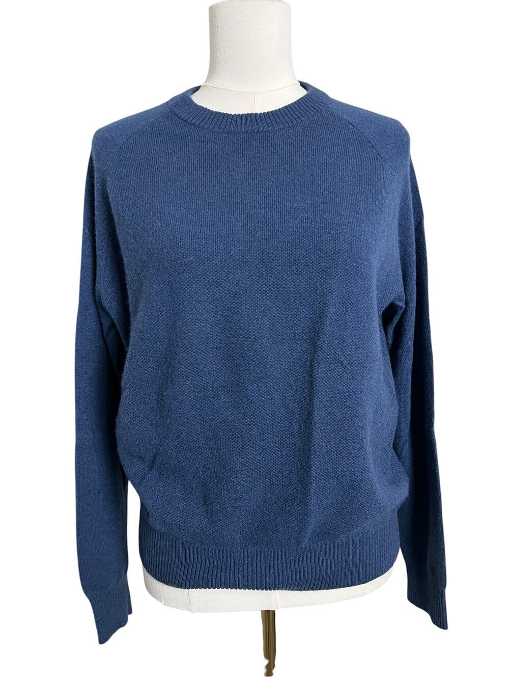 Neiman Marcus Blue Cashmere Crewneck Sweater Long Sleeve Knit Size L